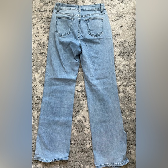 High Waisted Stretch Flare Jeans with Slit - Picture 3 of 4